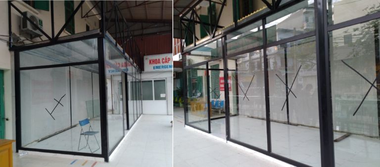 Lắp đặt vách nhôm kính cho phòng làm việc tại bệnh viện đa khoa Hoài Đức-Hà Nội